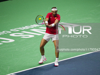 MALAGA, SPAIN - NOVEMBER 19: Rafa Nadal of Spain Team in his singles match against Botic van de Zandschulp of Netherlands in the Quarter-Fin...