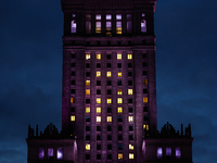 A view of the Palace of Culture and Science in Warsaw, Poland on November 18, 2024. (