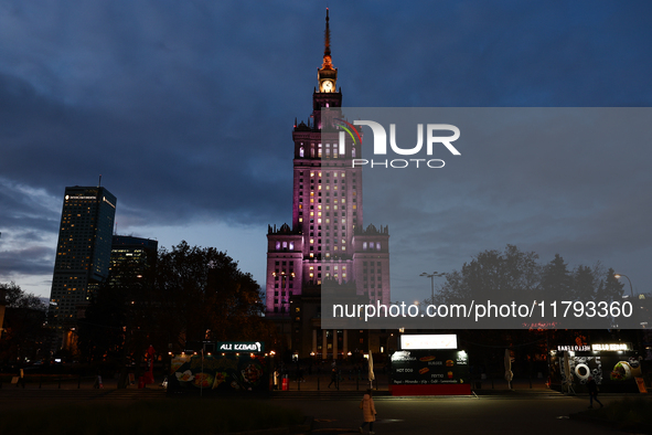 A view of the Palace of Culture and Science in Warsaw, Poland on November 18, 2024. 