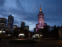 A view of the Palace of Culture and Science in Warsaw, Poland on November 18, 2024. (