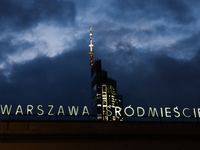 A view of of the Warszawa Srodmiescie railway station buiilding and the Palace of Culture and Science in Warsaw, Poland on November 18, 2024...