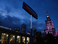 A view of of the Warszawa Srodmiescie railway station buiilding and the Palace of Culture and Science in Warsaw, Poland on November 18, 2024...