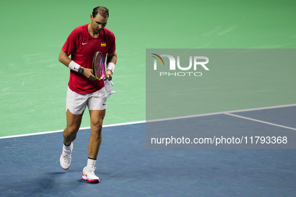 MALAGA, SPAIN - NOVEMBER 19: Rafa Nadal of Spain Team in his singles match against Botic van de Zandschulp of Netherlands in the Quarter-Fin...