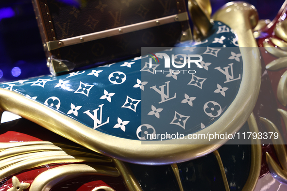 A decoration is seen at Louis Vuitton store in Warsaw, Poland on November 18, 2024. 