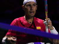 MALAGA, SPAIN - NOVEMBER 19: Rafa Nadal of Spain Team in his singles match against Botic van de Zandschulp of Netherlands in the Quarter-Fin...