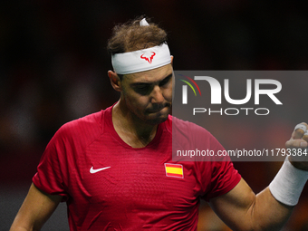 MALAGA, SPAIN - NOVEMBER 19: Rafa Nadal of Spain Team in his singles match against Botic van de Zandschulp of Netherlands in the Quarter-Fin...