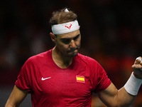 MALAGA, SPAIN - NOVEMBER 19: Rafa Nadal of Spain Team in his singles match against Botic van de Zandschulp of Netherlands in the Quarter-Fin...