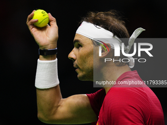 MALAGA, SPAIN - NOVEMBER 19: Rafa Nadal of Spain Team in his singles match against Botic van de Zandschulp of Netherlands in the Quarter-Fin...