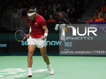 MALAGA, SPAIN - NOVEMBER 19: Rafa Nadal of Spain Team in his singles match against Botic van de Zandschulp of Netherlands in the Quarter-Fin...