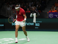 MALAGA, SPAIN - NOVEMBER 19: Rafa Nadal of Spain Team in his singles match against Botic van de Zandschulp of Netherlands in the Quarter-Fin...