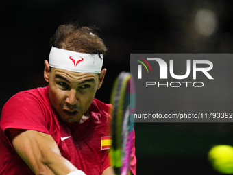 MALAGA, SPAIN - NOVEMBER 19: Rafa Nadal of Spain Team in his singles match against Botic van de Zandschulp of Netherlands in the Quarter-Fin...