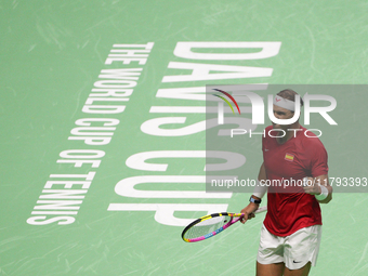 MALAGA, SPAIN - NOVEMBER 19: Rafa Nadal of Spain Team in his singles match against Botic van de Zandschulp of Netherlands in the Quarter-Fin...