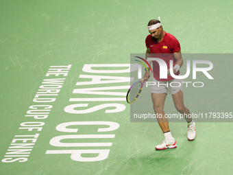 MALAGA, SPAIN - NOVEMBER 19: Rafa Nadal of Spain Team in his singles match against Botic van de Zandschulp of Netherlands in the Quarter-Fin...