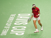 MALAGA, SPAIN - NOVEMBER 19: Rafa Nadal of Spain Team in his singles match against Botic van de Zandschulp of Netherlands in the Quarter-Fin...