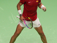 MALAGA, SPAIN - NOVEMBER 19: Rafa Nadal of Spain Team in his singles match against Botic van de Zandschulp of Netherlands in the Quarter-Fin...