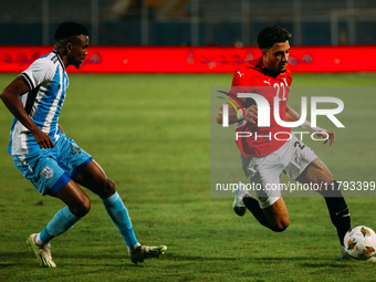 Egyptian player Omar Marmoush competes against a Botswana player during the Africa Cup of Nations Qualifiers match between Egypt and Botswan...