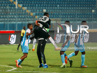 A Botswana player celebrates their promotion to the Africa Cup of Nations during the Egypt vs Botswana Africa Cup of Nations Qualifiers matc...