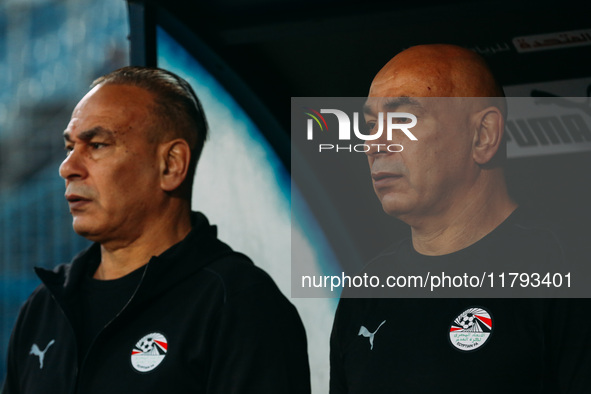 Hossam Hassan and Ibrahim Hassan, technical directors of the Egyptian national team, are present during the Egypt vs Botswana match in the A...