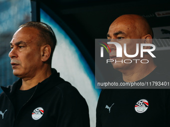 Hossam Hassan and Ibrahim Hassan, technical directors of the Egyptian national team, are present during the Egypt vs Botswana match in the A...