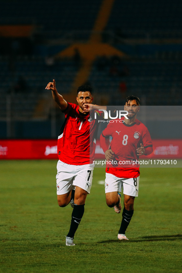 Egypt's Mahmoud Hassan celebrates after scoring the first goal during the Africa Cup of Nations Qualifiers match between Egypt and Botswana...