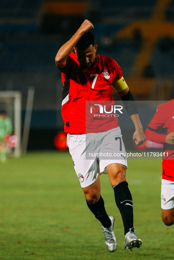 Egypt's Mahmoud Hassan celebrates after scoring the first goal during the Africa Cup of Nations Qualifiers match between Egypt and Botswana...