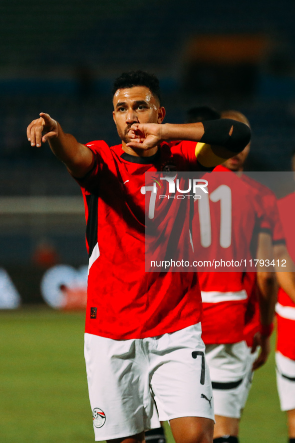 Egypt's Mahmoud Hassan celebrates after scoring the first goal during the Africa Cup of Nations Qualifiers match between Egypt and Botswana...