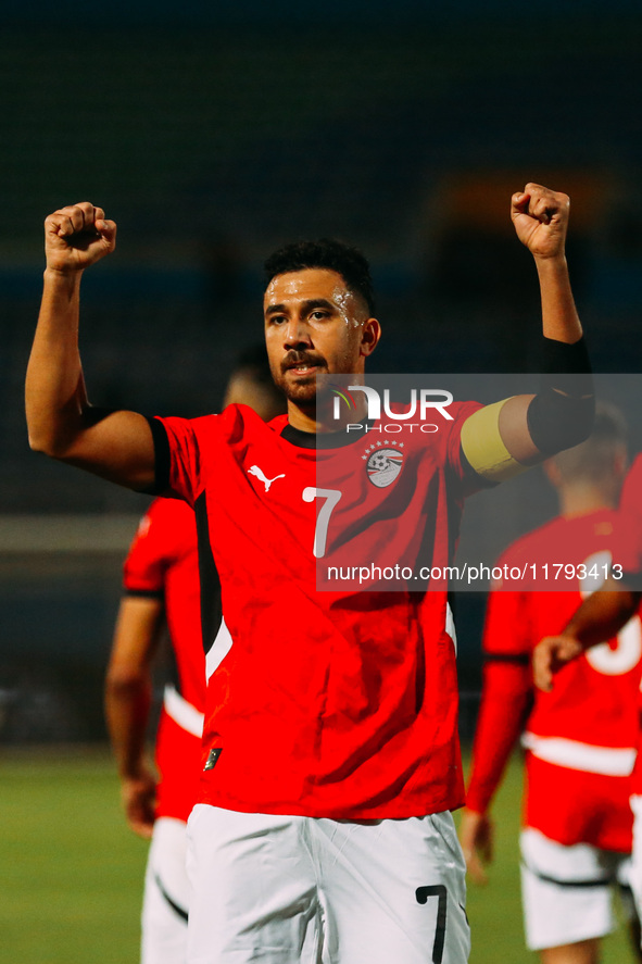 Egypt's Mahmoud Hassan celebrates after scoring the first goal during the Africa Cup of Nations Qualifiers match between Egypt and Botswana...