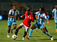 Egyptian player Nasser Maher competes against a Botswana player during the Africa Cup of Nations Qualifiers match between Egypt and Botswana...