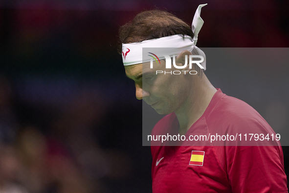 MALAGA, SPAIN - NOVEMBER 19: Rafa Nadal of Spain Team in his singles match against Botic van de Zandschulp of Netherlands in the Quarter-Fin...