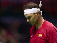 MALAGA, SPAIN - NOVEMBER 19: Rafa Nadal of Spain Team in his singles match against Botic van de Zandschulp of Netherlands in the Quarter-Fin...