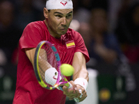 MALAGA, SPAIN - NOVEMBER 19: Rafa Nadal of Spain Team in his singles match against Botic van de Zandschulp of Netherlands in the Quarter-Fin...