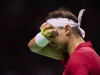 MALAGA, SPAIN - NOVEMBER 19: Rafa Nadal of Spain Team in his singles match against Botic van de Zandschulp of Netherlands in the Quarter-Fin...