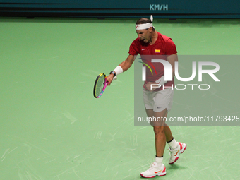 MALAGA, SPAIN - NOVEMBER 19: Rafa Nadal of Spain Team in his singles match against Botic van de Zandschulp of Netherlands in the Quarter-Fin...