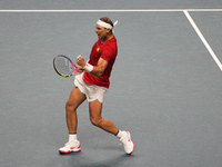 MALAGA, SPAIN - NOVEMBER 19: Rafa Nadal of Spain Team in his singles match against Botic van de Zandschulp of Netherlands in the Quarter-Fin...