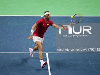 MALAGA, SPAIN - NOVEMBER 19: Rafa Nadal of Spain Team in his singles match against Botic van de Zandschulp of Netherlands in the Quarter-Fin...