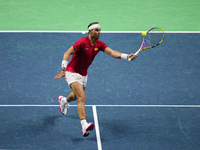 MALAGA, SPAIN - NOVEMBER 19: Rafa Nadal of Spain Team in his singles match against Botic van de Zandschulp of Netherlands in the Quarter-Fin...