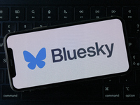 The image shows the logo of Bluesky, the new decentralized social network created by Twitter co-founder Jack Dorsey. Bluesky serves as an al...