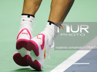 MALAGA, SPAIN - NOVEMBER 19: Datail of Rafa Nadal shoes Quarter-Final tie between Netherlands and Spain during the Davis Cup Final at Palaci...