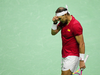 MALAGA, SPAIN - NOVEMBER 19: Rafa Nadal of Spain Team in his singles match against Botic van de Zandschulp of Netherlands in the Quarter-Fin...