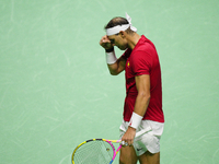 MALAGA, SPAIN - NOVEMBER 19: Rafa Nadal of Spain Team in his singles match against Botic van de Zandschulp of Netherlands in the Quarter-Fin...