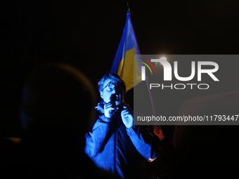 A protest is organized on the 1000th day of the war in Ukraine opposite the Embassy of the Russian Federation in Warsaw, Poland, on November...