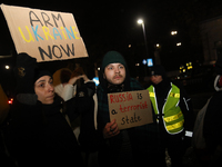 A protest is organized on the 1000th day of the war in Ukraine opposite the Embassy of the Russian Federation in Warsaw, Poland, on November...