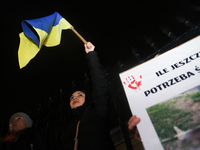 A protest is organized on the 1000th day of the war in Ukraine opposite the Embassy of the Russian Federation in Warsaw, Poland, on November...