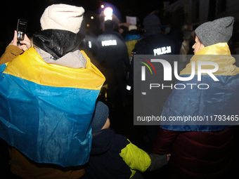 A protest is organized on the 1000th day of the war in Ukraine opposite the Embassy of the Russian Federation in Warsaw, Poland, on November...