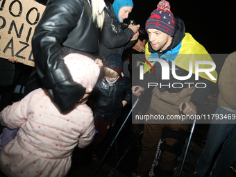 A protest is organized on the 1000th day of the war in Ukraine opposite the Embassy of the Russian Federation in Warsaw, Poland, on November...