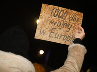 A protest is organized on the 1000th day of the war in Ukraine opposite the Embassy of the Russian Federation in Warsaw, Poland, on November...