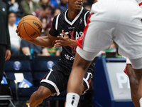 Tyson Walker #14 of the Texas Legends drives to the basket against the Memphis Hustle during the NBA G League regular season match at Comeri...