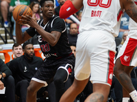 Jazian Gortman #00 of Texas Legends looks to pass the ball against Memphis Hustle during the NBA G League regular season match at Comerica C...