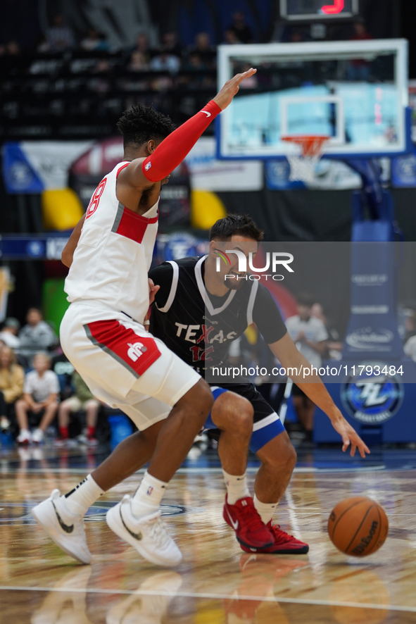 Jarod Lucas #12 of Texas Legends handles the ball against Memphis Hustle during the NBA G League regular season match at Comerica Center in...