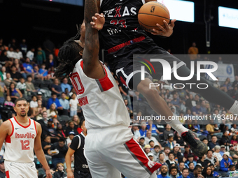 Phil Wheeler, #23 of the Texas Legends, drives to the basket against the Memphis Hustle during the NBA G League regular season match at Come...